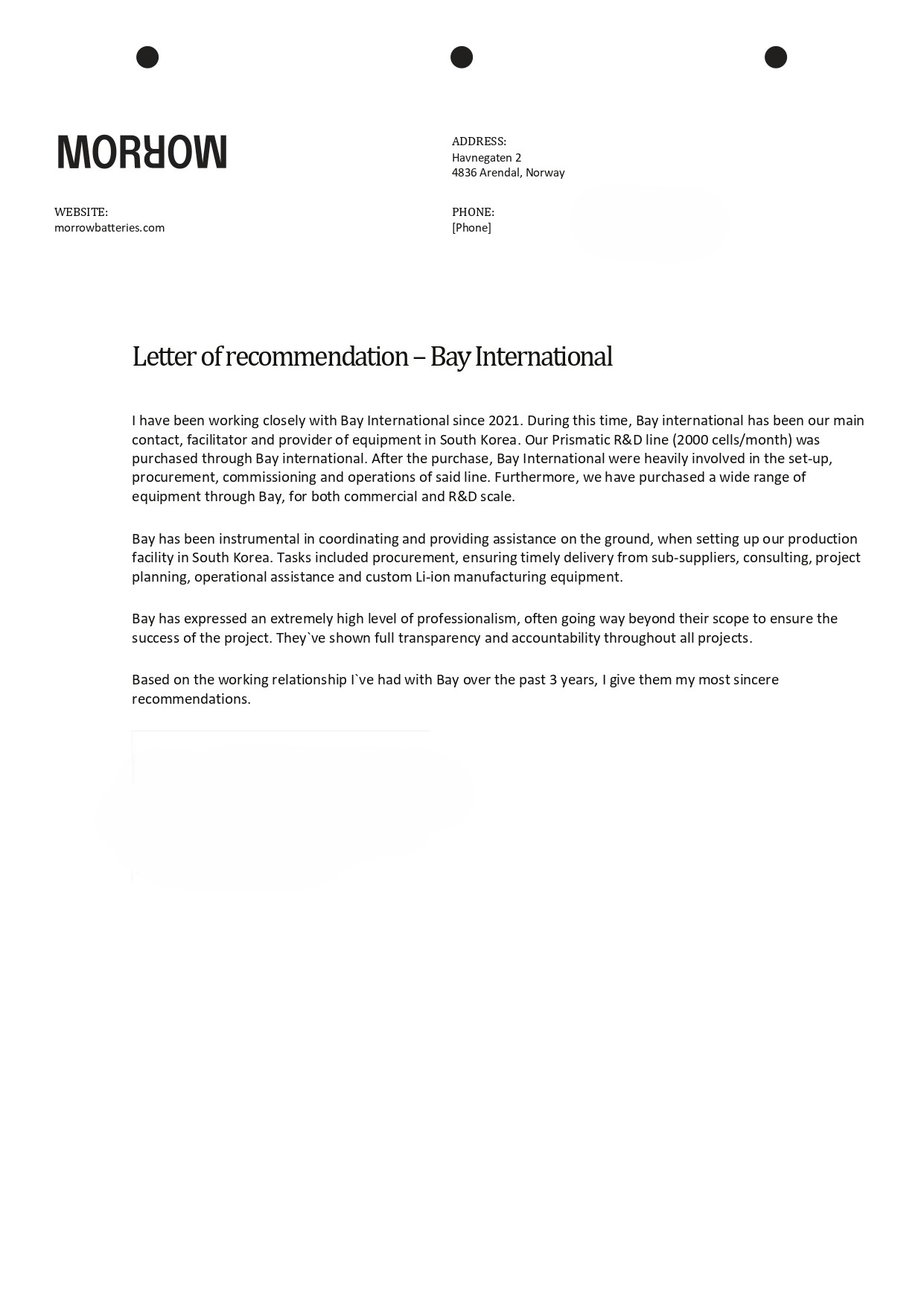 Our Partner&#39;s Letter of Recommendation